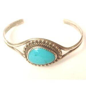 Native American Navajo Turquoise Sterling Cuff (1394)